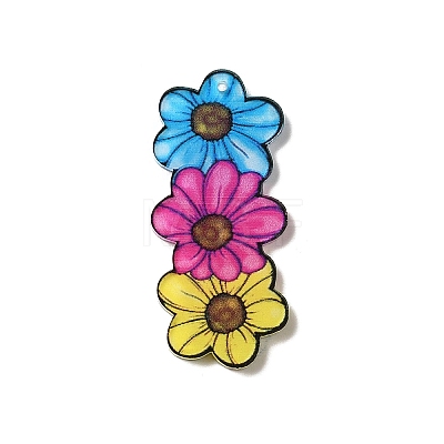 Three Flower Acrylic Pendants OACR-B018-04-1