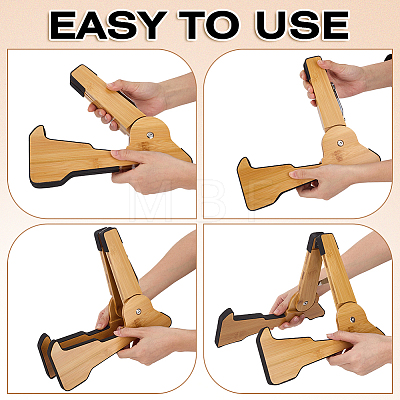 Wood & EVA Foam Folding Guitar Holders AJEW-WH0077-238-1