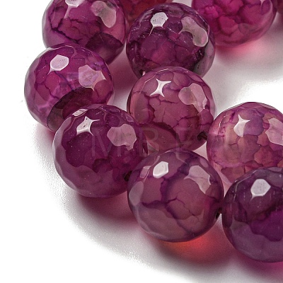 Faceted Natural Dragon Veins Agate Beads Strands X-G-F447-12mm-L02-1