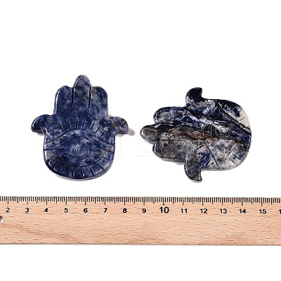 Natural Sodalite Hamsa Hand with Eye Figurines DJEW-N003-04C-1