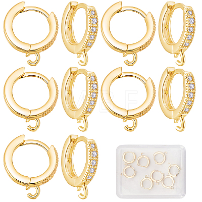 12Pcs Brass Huggie Hoop Earring Findings KK-CN0003-37-1