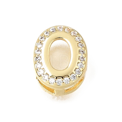 Brass Micro Pave Clear Cubic Zirconia Initial Spacer Bars KK-E802-34G-O-1