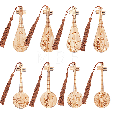 GOMAKERER 8Pcs 8 Style Ancient Style Bamboo Bookmarks AJEW-GO0001-48-1