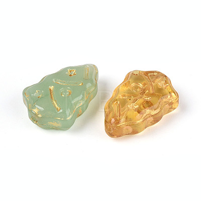 Christmas Baking Paint and Golden Metal Enlaced Glass Beads DGLA-T004-36M-1