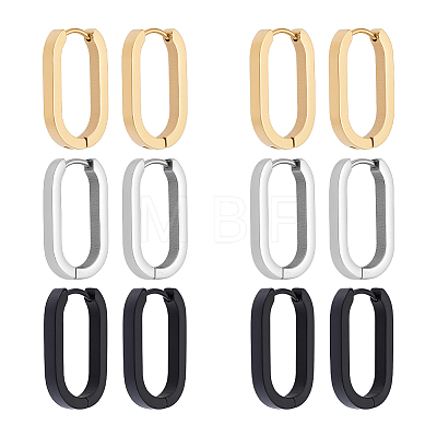 12Pcs 3 Colors 316 Stainless Steel Hoop Earrings EJEW-UN0003-23B-1