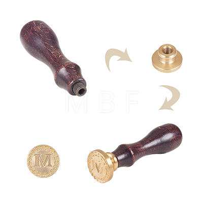 DIY Letter Scrapbook Brass Wax Seal Stamps and Wood Handle AJEW-P068-B03-1