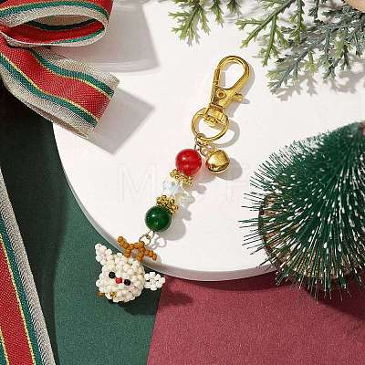 Christmas Santa Claus Handmade Glass Seed Beads Pendant Decorations HJEW-MZ00068-02-1