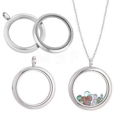 4Pcs Stainless Steel Locket Pendants STAS-BBC0010-31A-1