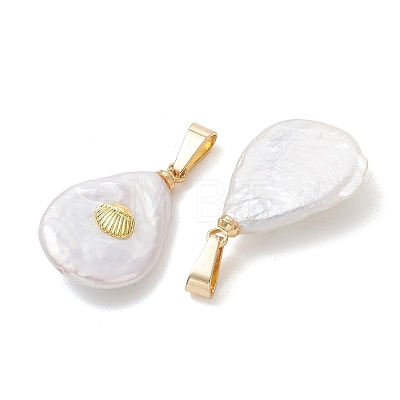 Natural Baroque Keshi Pearl Pendants PALLOY-JF05476-1