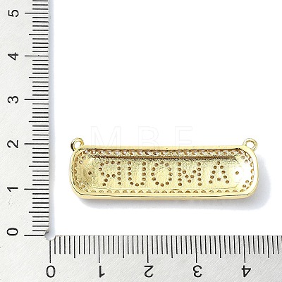 Rack Plating Brass Micro Pave Clear Cubic Zirconia Rectangle Links KK-M282-20G-1