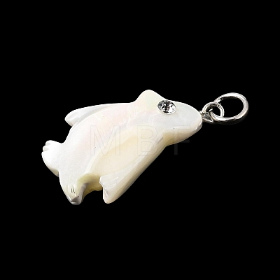 Natural White Shell & Crystal Rhinestone Pendants SH-CBAC52B-01F-1