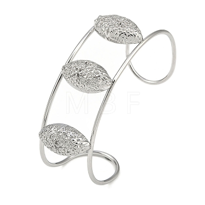 Non-Tarnish 304 Stainless Steel Wide Hollow Textured Opaen Cuff Bangles BJEW-Q348-07P-02-1