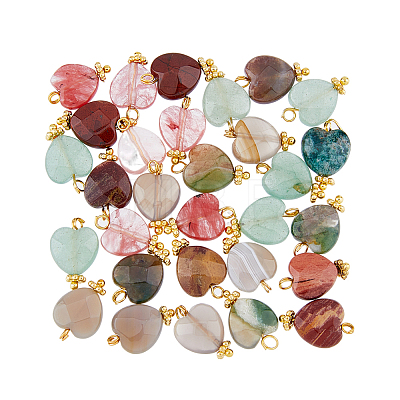 30Pcs 5 Styles Natural & Synthetic Gemstone Charms FIND-DC0002-31-1