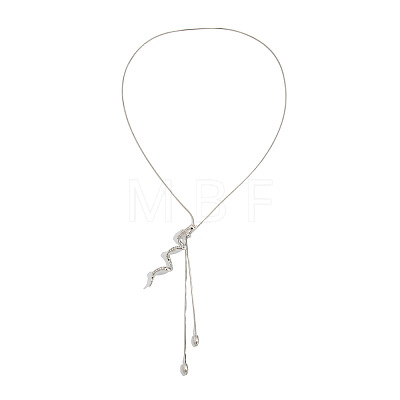 Adjustable Alloy & Iron Snake Y Tassel Lariat Necklaces with Crystal Rhinestone for Women WGA90BD-01-1