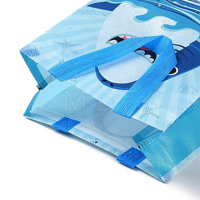 Cartoon Printed Shark Non-Woven Reusable Folding Gift Bags with Handle ABAG-F009-D02-1