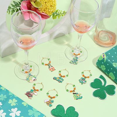 8Pcs Brass Wine Glass Charm Rings AJEW-SC00080-1