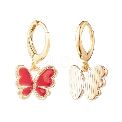Butterfly Enamel Dangle Huggie Hoop Earrings EJEW-JE04725-1