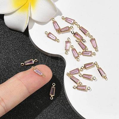 SHEGRACE Brass Pave Cubic Zirconia Trapezoid Connector Charms XGRQ2O654-444B-G-1