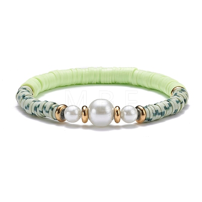 Handmade Polymer Clay Heishi Beads Stretch Bracelet BJEW-JB07453-1