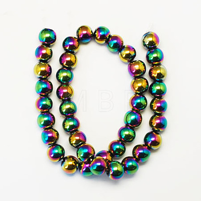 Non-magnetic Synthetic Hematite Beads Strands G-S096-8mm-5-1