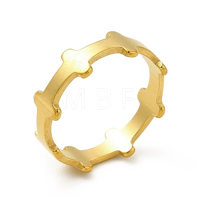 Ion Plating(IP) 201 Stainless Steel Dog Bone Wrap Finger Ring for Women RJEW-G278-12G-1