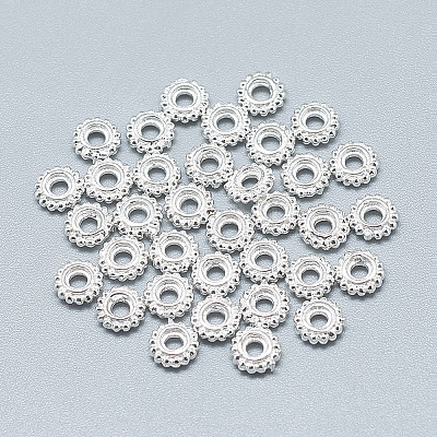 925 Sterling Silver Granulated Spacer Beads STER-T002-73S-1