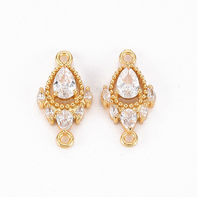 Brass Micro Pave Clear Cubic Zirconia Link Connectors LS-ZIRC-S068-023-NF-1