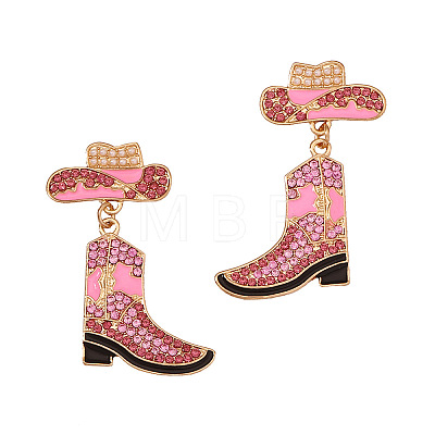 Cowboy Hat with Boot Alloy Enamel Dangle Stud Earrings FS-WG1DB7D-01-1