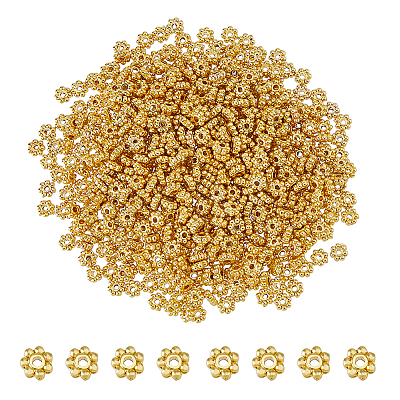 DICOSMETIC 600Pcs Alloy Daisy Spacer Beads FIND-DC0005-31G-1