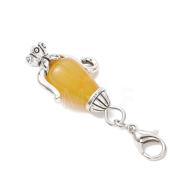 Natural Crackle Agate Teapot Pendant Decorations HJEW-JM04734-02-1