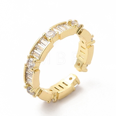 Cubic Zirconia Rectangle Open Cuff Ring KK-A180-41G-01-1