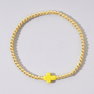 Brass Bead Stretch Bracelets for Women QZ0147-4-1