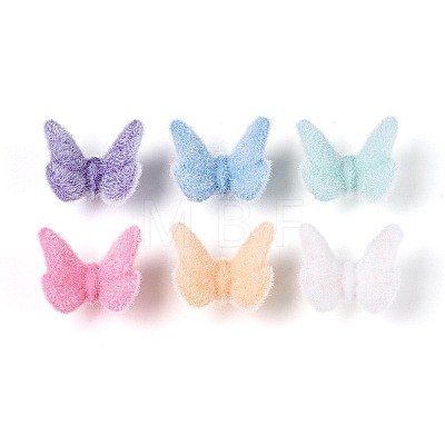 Flocking Opaque Acrylic Butterfly Beads OACR-T030-11M-1
