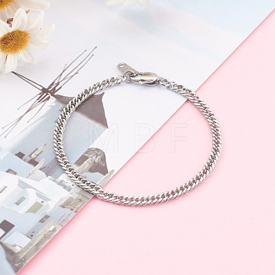 Women's 304 Stainless Steel Diamond Cut Curb Chain Bracelets BJEW-JB06018-01-1