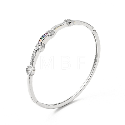 Rectangle & Donut Colorful Cubic Zirconia Hinged Bangle BJEW-G659-02P-1