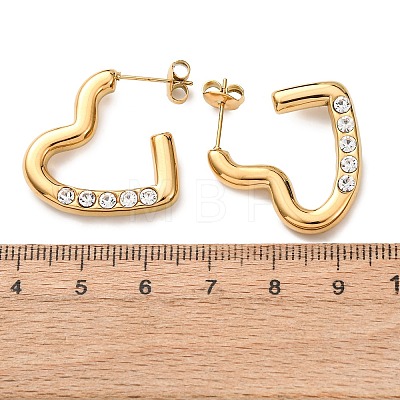 Valentine's Day 304 Stainless Steel Rhinestone Stud Earrings for Women EJEW-L315-04G-1