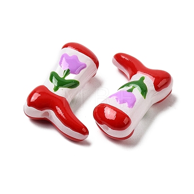 Boot Baking Paint Glass Enamel  Beads LAMP-C020-02L-1