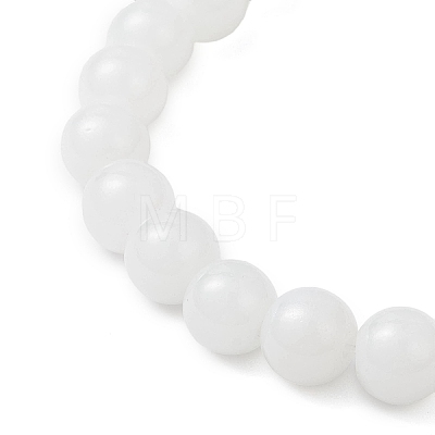 Round Spray Painted Imitation Jade Glass Beads Stretch Bracelets for Women BJEW-JB12881-02-1