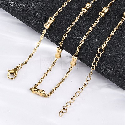 304 Stainless Steel Bone Rope Chain Necklaces NJEW-C073-05G-1