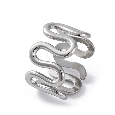 Wave 304 Stainless Steel Finger Rings for Women RJEW-F174-06P-1