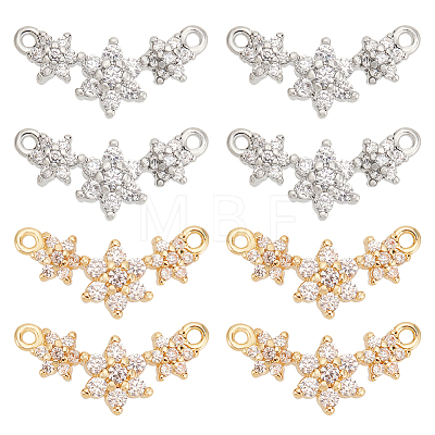 8Pcs 2 Colors Eco-friendly Rack Plating Brass Micro Pave Cubic Zirconia 2-Loop Charms KK-BC0011-46-1