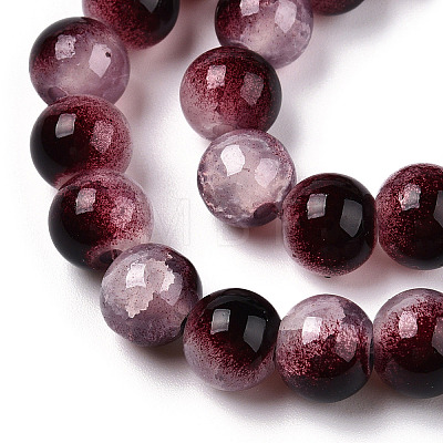 Crackle Baking Painted Imitation Jade Glass Beads Strands X1-DGLA-T003-8mm-14-1