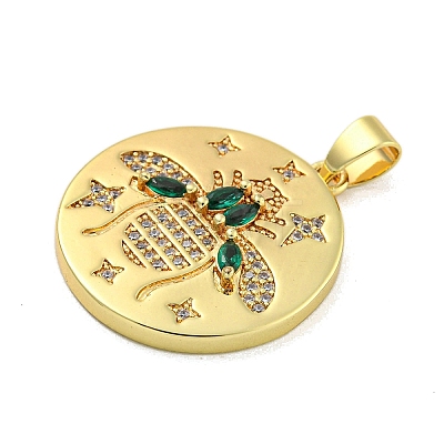 Real 18K Gold Plated Brass Micro Pave Cubic Zirconia Pendants KK-R159-34G-1