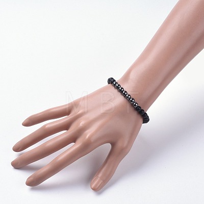 Unisex Natural Black Agate(Dyed) Beads Stretch Bracelets BJEW-JB04785-1
