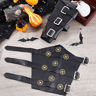 Adjustable PU Leather Cuff Wristband for Bikers AJEW-WH0415-25B-1
