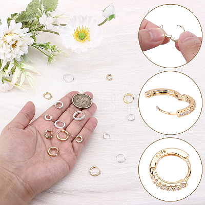 8 Pairs 8 Styles Brass Micro Pave Clear Cubic Zirconia Hoop Earrings EJEW-AR0001-15-1