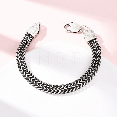 304 Stainless Steel Wheat Chain Bracelets for Women Men BJEW-C148-01AS-1