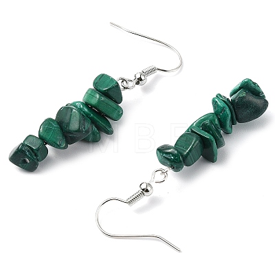 Natural Green Aventurine & Prehnite & Malachite & Peridot Chip Dangle Earrings Set for Women EJEW-JE06245-05-1