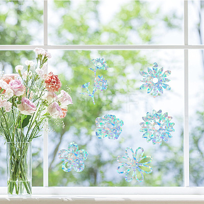 16 Sheets 4 Styles Waterproof PVC Colored Laser Stained Window Film Static Stickers DIY-WH0314-076-1