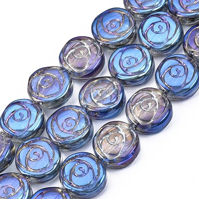 Electroplate Glass Beads Strands EGLA-N008-001-1